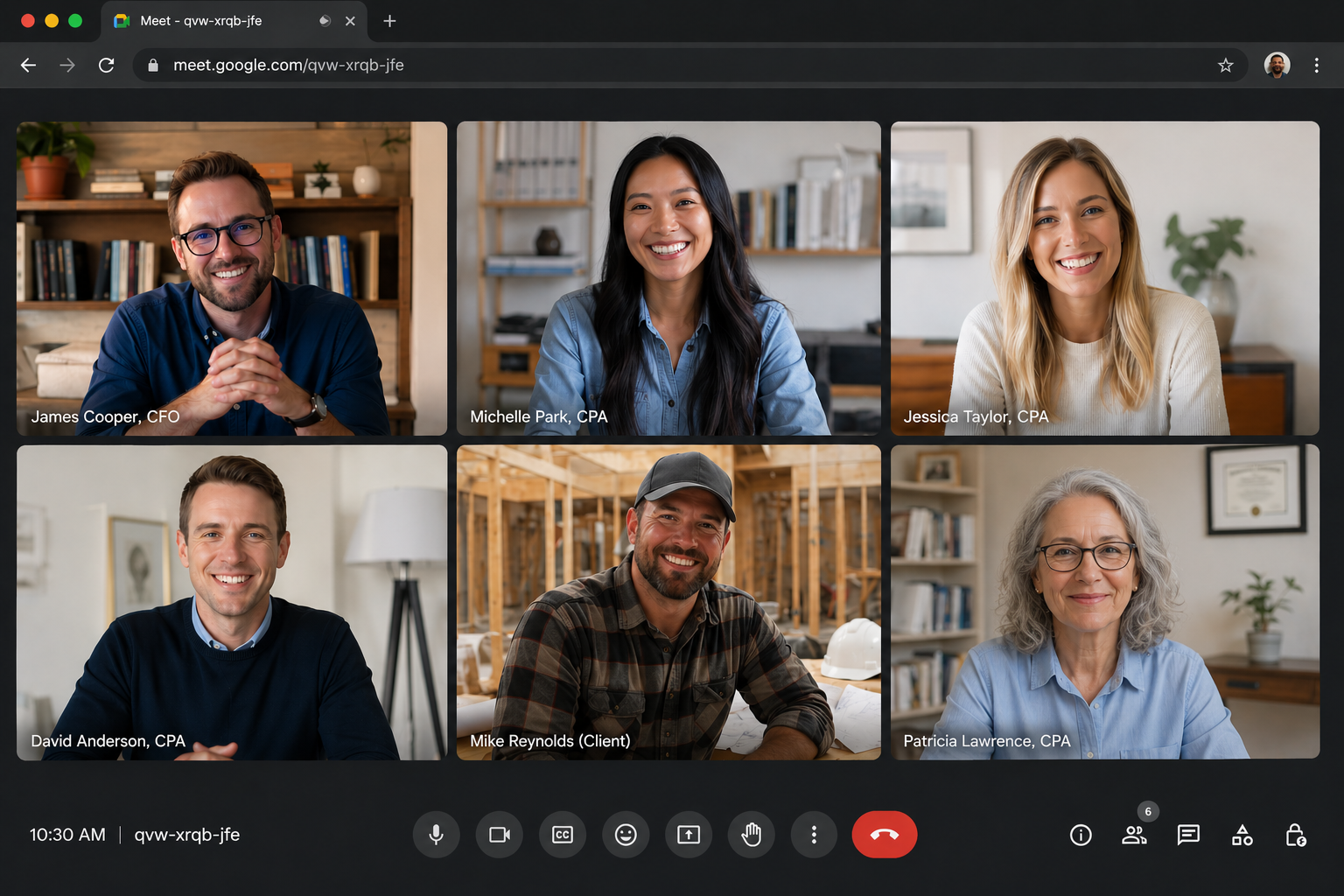 Cornerstone CFO team meeting with a construction client over video call